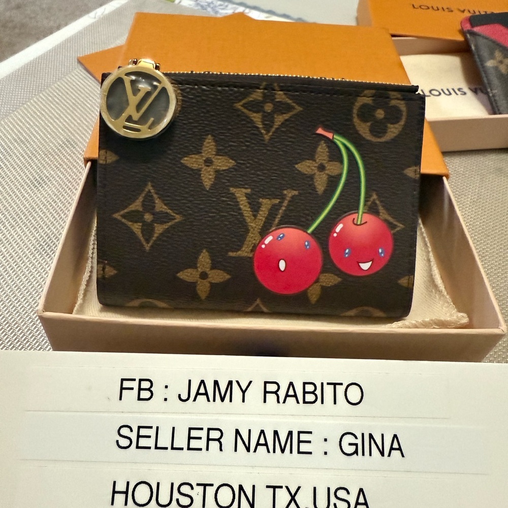 Louis Vuitton Brown Monogram Cherry Card Holder. Rare item.